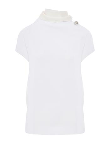Open-back crepe top in white