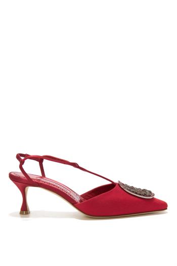 Takal Mone 50 embellished crepe slingback pumps in red 