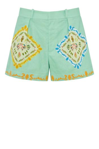 Porto saya shells-cotton and linen shirt in palm