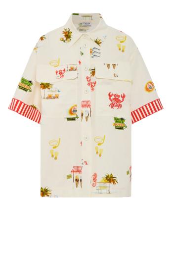Alto printed linen and cotton oversized shirt in tropicana 