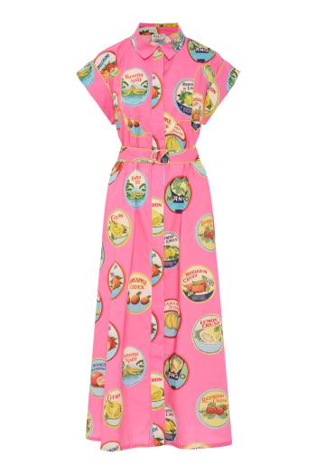 Siren printed linen maxi dress in la fruta