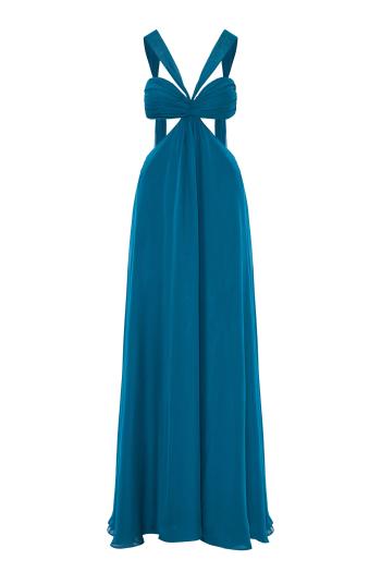 Meira chiffon gown in teal 