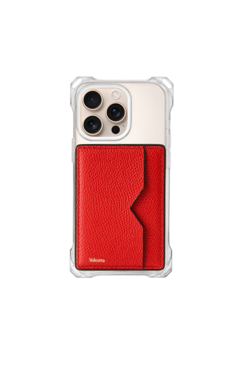 Leather card holder iPhone in crimson