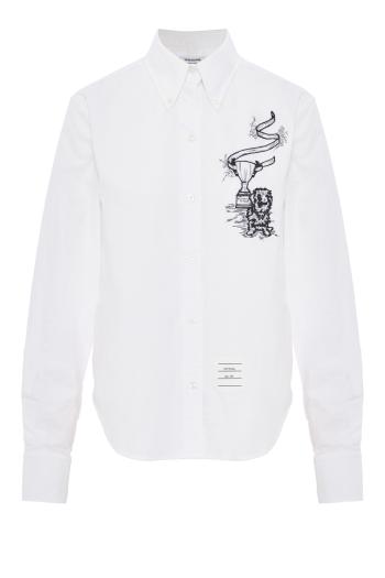 Hector embroidered cotton shirt in white 