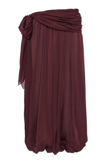 Luna draped silk harem pants in wine 