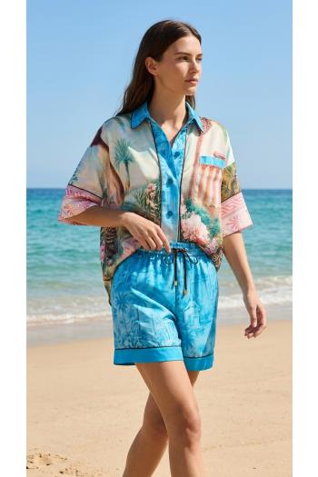 F.R.S. Special Edition - Toante printed silk pajama shorts in owl blue   