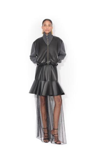 Varsity knitted wool and cashmere jacket in gris fonce 