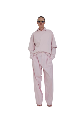 Phebe cotton-blend wide-leg pants in pink