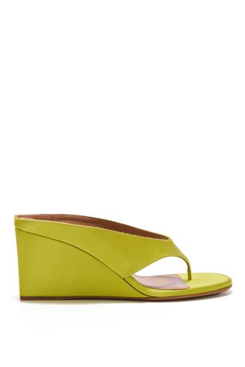 Wedge 75 leather sandals in lime 