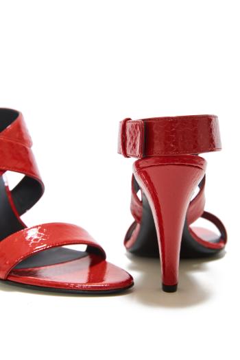 Snakeskin-effect leather sandals 90 mm in orange 
