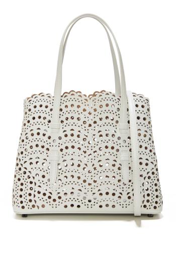 Le Mina 25 leather top handle bag in white 