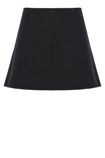 Basket woven cotton mini skirt in black