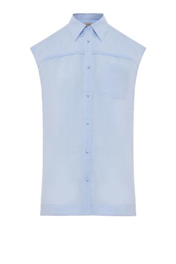 Linen sleeveless top in light blue 