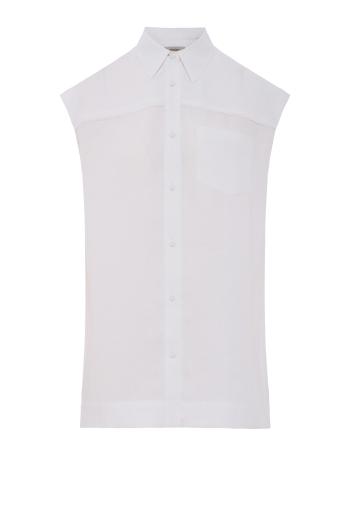 Linen sleeveless top in white 