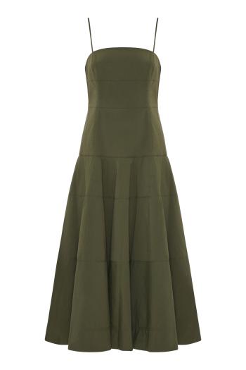 Ilona cotton-blend midi dress in army 