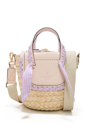 Habanera raffia and leather shoulder bag in confetto 