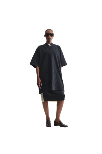 Silk-blend midi skirt in black 