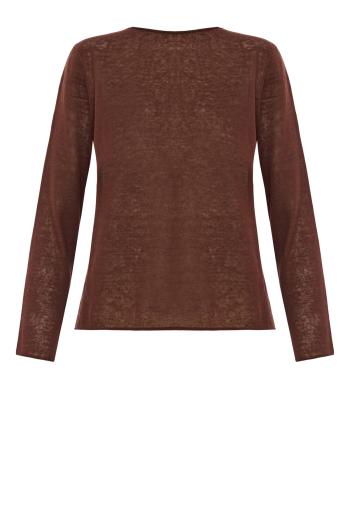 Linen, cashmere and silk sweater in chocolate