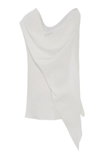 Asymmetric linen top in white 