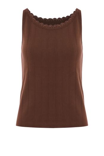 Claire cotton tank top in dark brown 