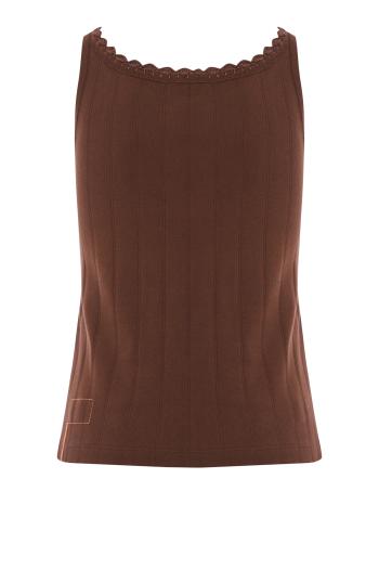 Claire cotton tank top in dark brown 