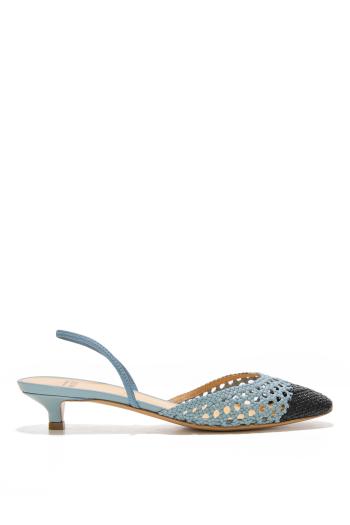 Crocheted 25 pumps in sky