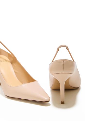 Open-back 75 leather pumps in nude