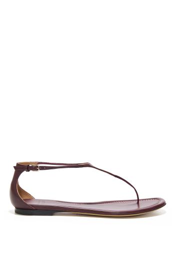 Leather thong sandals in bordeux 