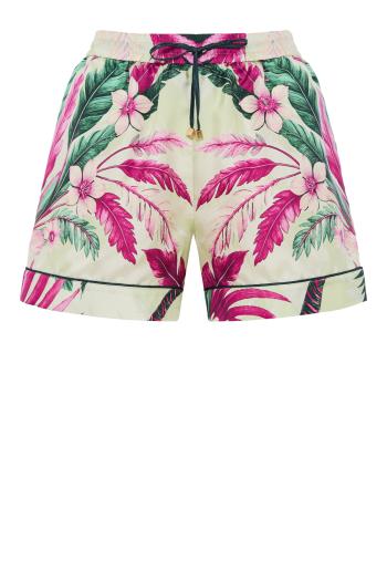 Lissipa printed silk shorts in palm bouquet 