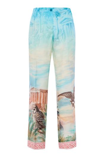 F.R.S. Special Edition - Etere printed silk cuffed pants in owl blue