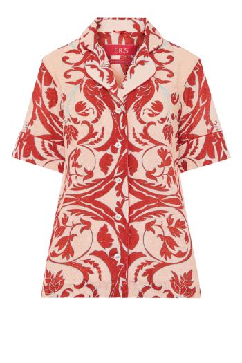 Bendis 906 printed cotton pajama shirt in red barque 