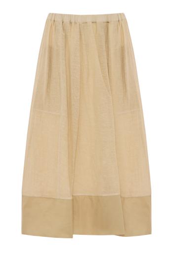 Linen and cotton-blend skirt in cord 
