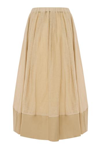 Linen and cotton-blend skirt in cord 