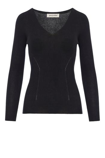 Silk and cotton fine-knit sweater in black 