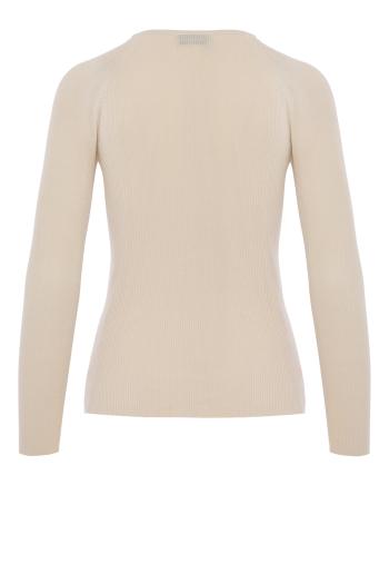 Silk and cotton fine-knit sweater in ecru