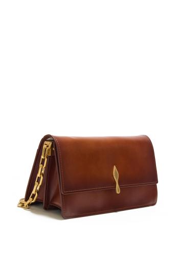 Bettina leather cross-body clutch in cognac 
