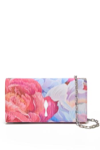 Bettina Peonies printed crepe clutch in multicolor