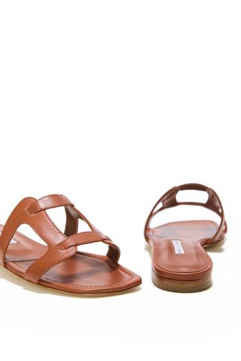Monoblocco 10 leather slides in griege 