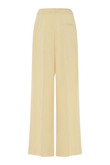 Eclair belted crepe pants in pale yellow 