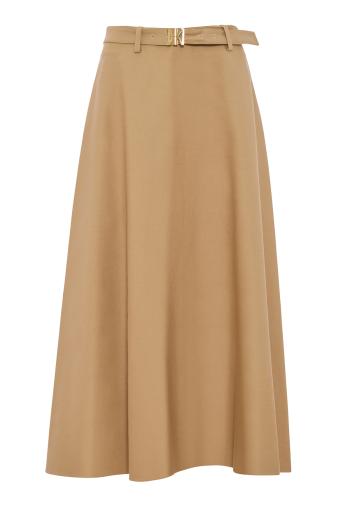 Ezia cotton-poplin midi skirt in beige 