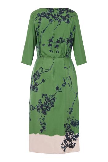 Imrime printed silk midi dress in bottle green 