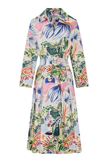 Enes printed cotton-blend midi dress in off-white 