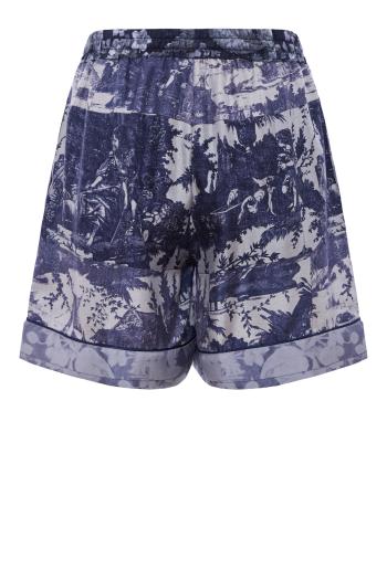 Aloe printed silk shorts in blue