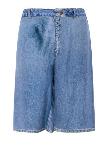 Aloe printed denim silk shorts in blue 