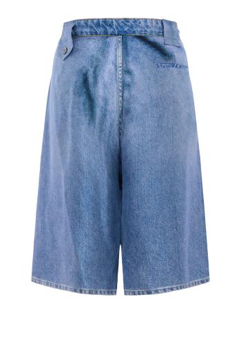 Aloe printed denim silk shorts in blue 