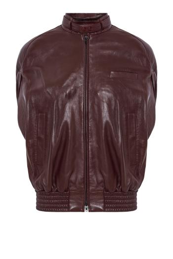 Cape leather bomber jacket in oxblood 