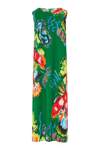 Deniz printed cotton midi dress in peponi green 