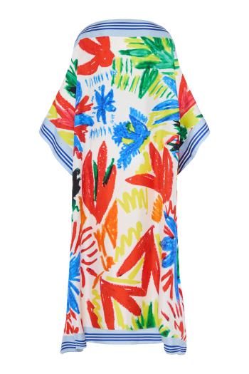 Blanca printed silk kaftan in tropicana 