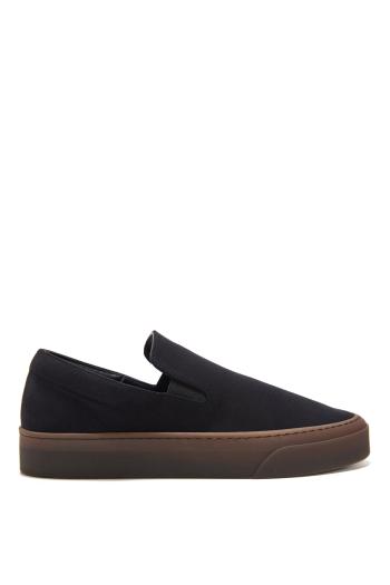 Cotton and leather sneakers in black 