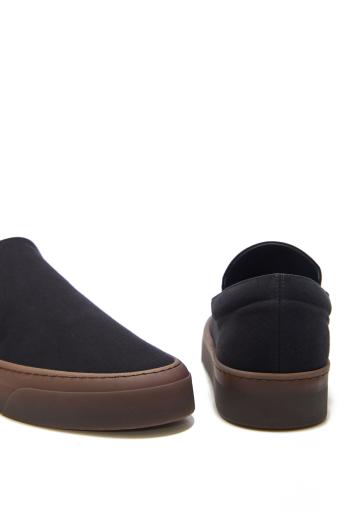Cotton and leather sneakers in black 